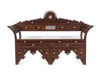 A Syrian Mother-of-Pearl Inlaid Walnut Settee