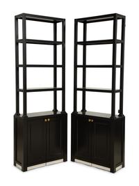 A Pair of Custom Neoclassical Style Black-Painted Bookcases