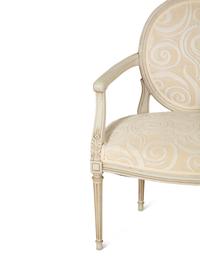 A Pair of Louis XVI Style Oval Back Painted Fauteuils and Matching Side Chair