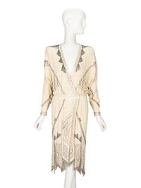 Fabrice, Beaded Cream Cocktail Dress
