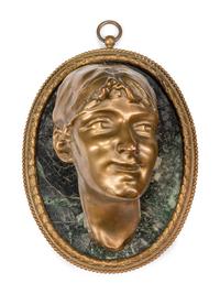 A Pair of French Gilt Bronze and Marble Relief Plaques After Claude Michel (Clodion)