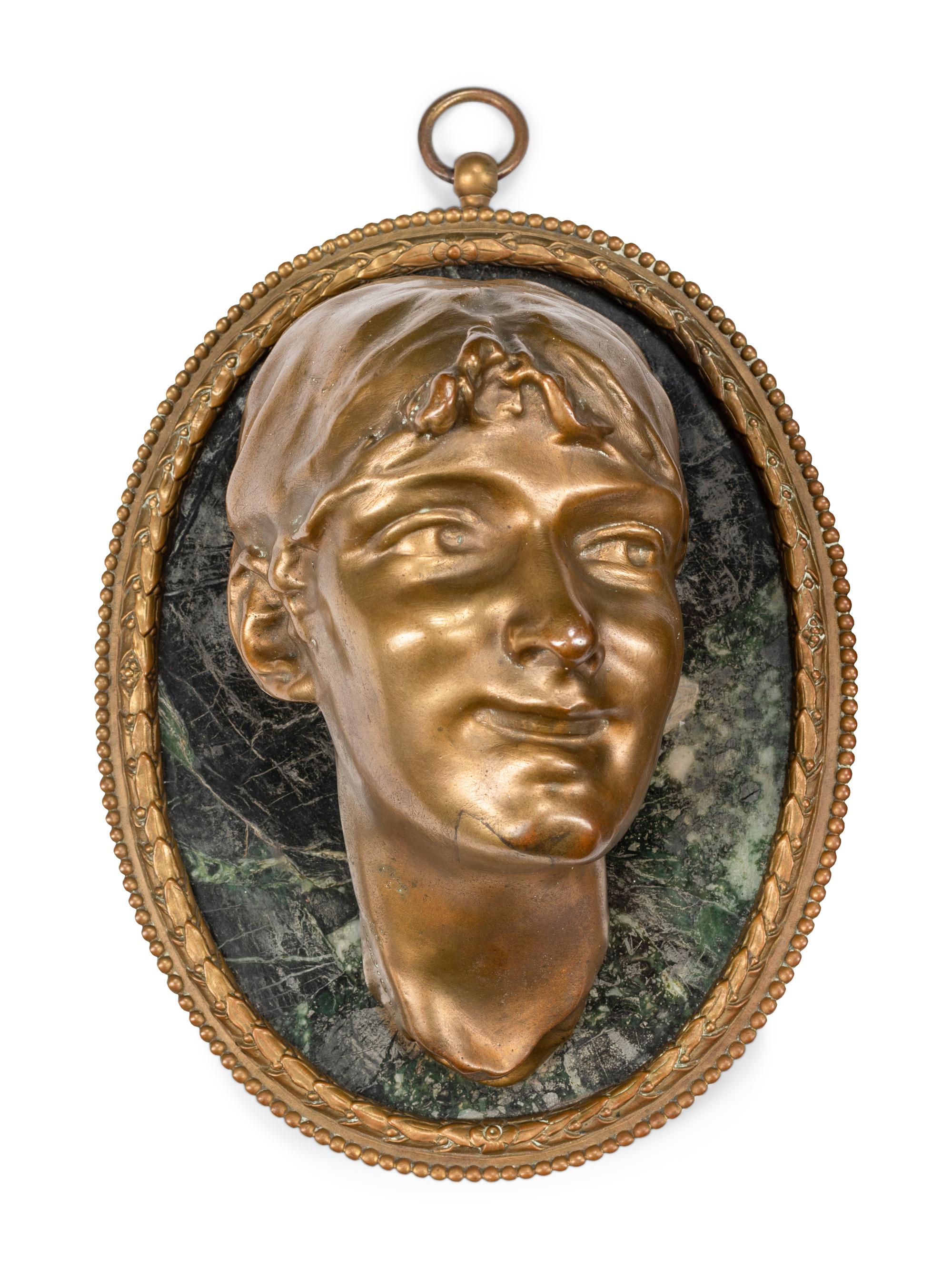 A Pair of French Gilt Bronze and Marble Relief Plaques After Claude Michel (Clodion)