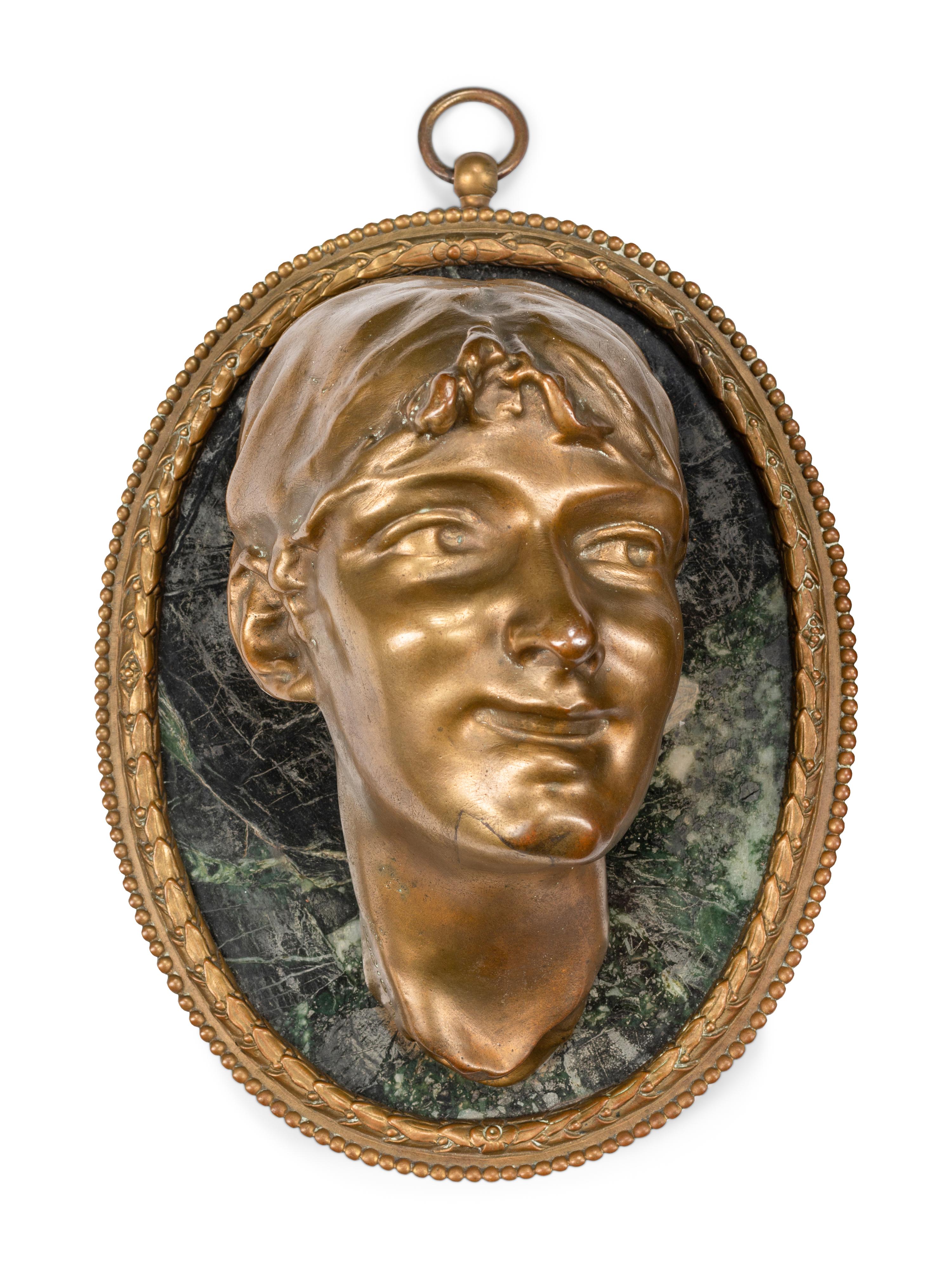 A Pair of French Gilt Bronze and Marble Relief Plaques After Claude Michel (Clodion)