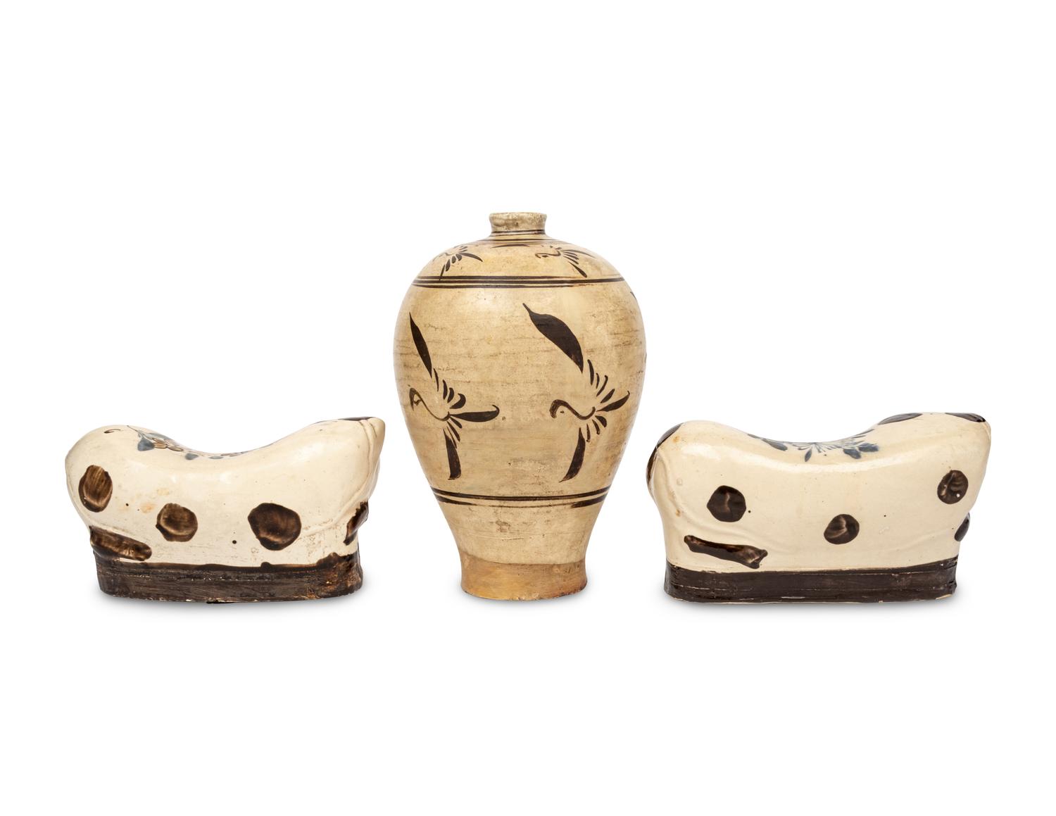 Three Chinese Cizhou Stoneware Articles