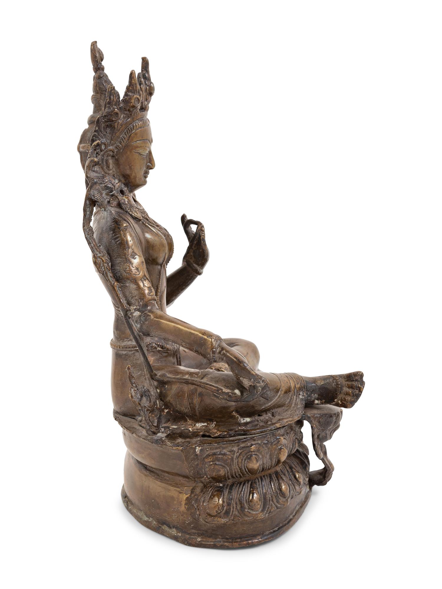 A Sino-Tibetan Gilt Bronze Figure of Tara