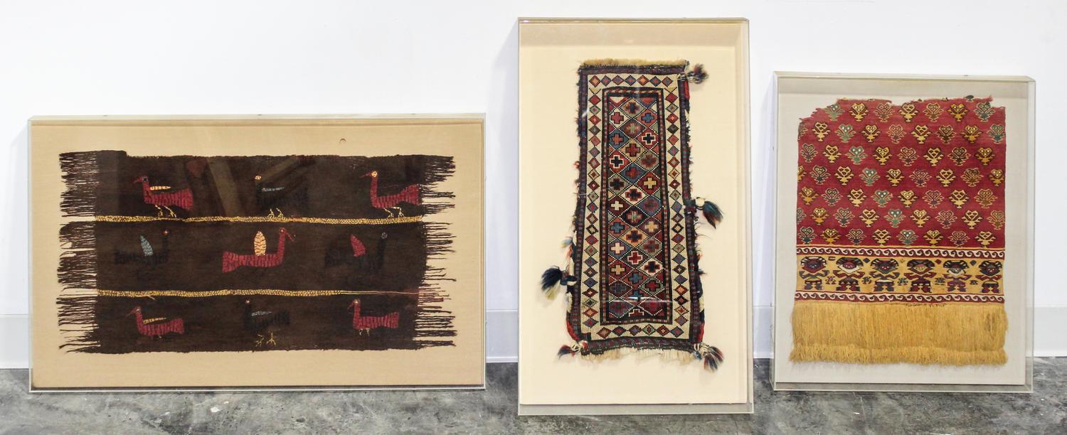 Three Textile Fragments Largest 14 3/8 x 27 1/2 inches.