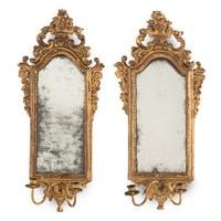 A Pair of Italian Giltwood Girandole Mirrors