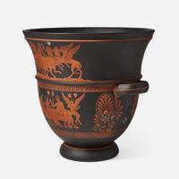 A Monumental Wedgwood Encaustic Decorated Black Basalt Bell Krater-Form Wine Cooler UK, circa 1790