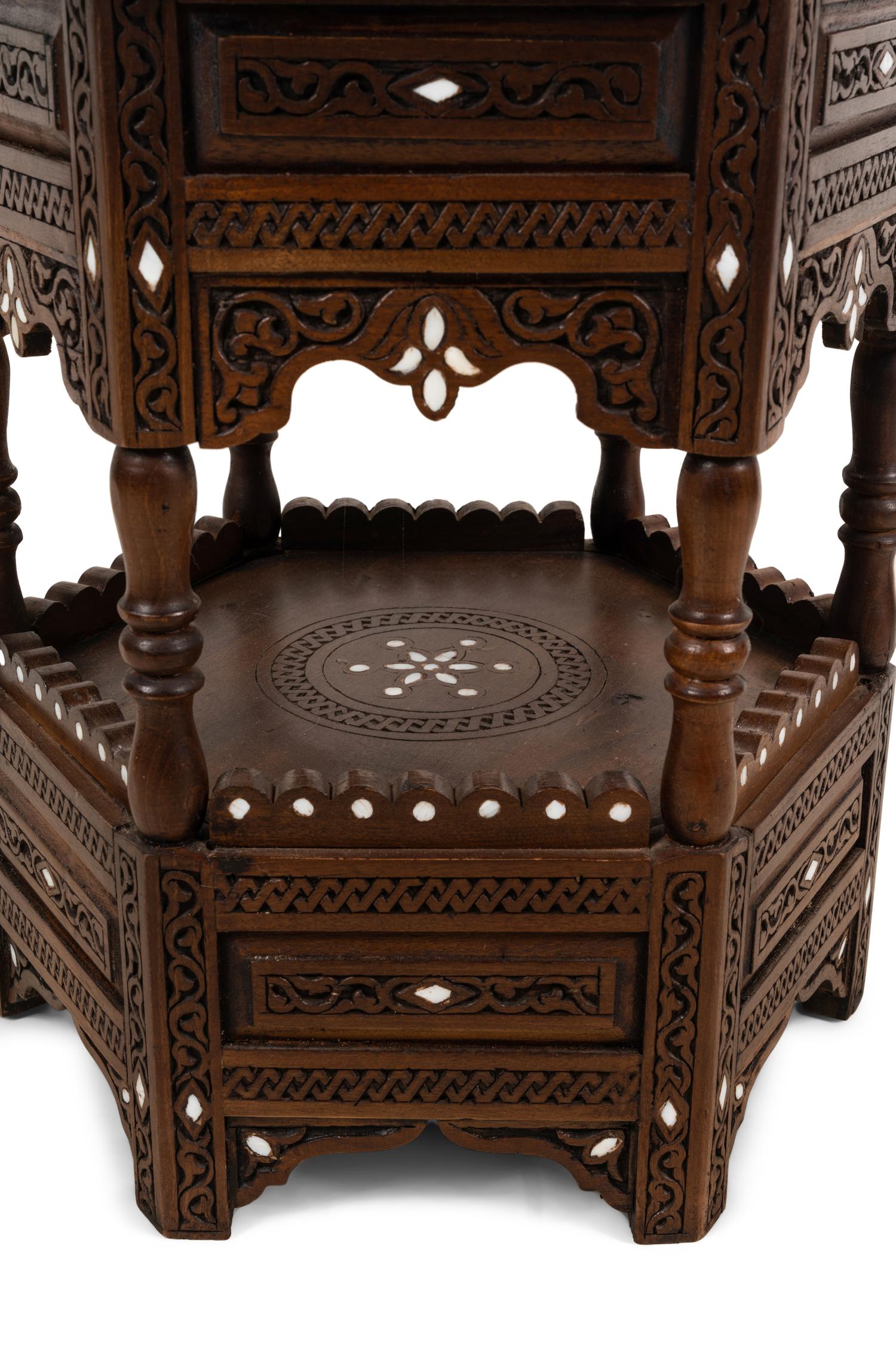 A Syrian Mother-of-Pearl Inlaid Walnut Side Table