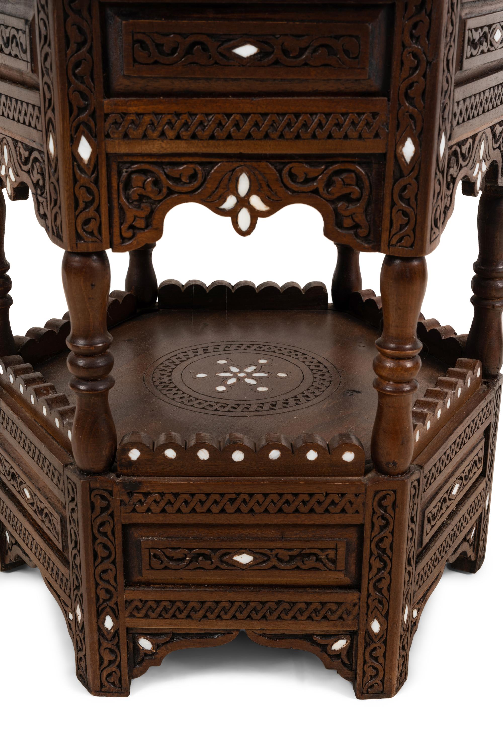 A Syrian Mother-of-Pearl Inlaid Walnut Side Table