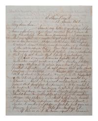 LEE, Robert E. (1807-1870). Autograph letter signed ("R. E. Lee") as commandant at West Point, to George Washington Custis Lee (1832-1913). Sollers Point, 19 June 1851.