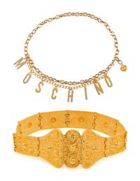 Two Designer Metal Belts, Moschino and Judith Leiber