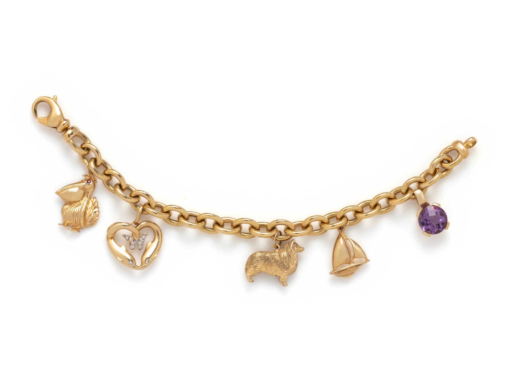 YELLOW GOLD CHARM BRACELET