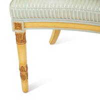 Eight Neoclassical Style Painted and Parcel Gilt Dining Chairs