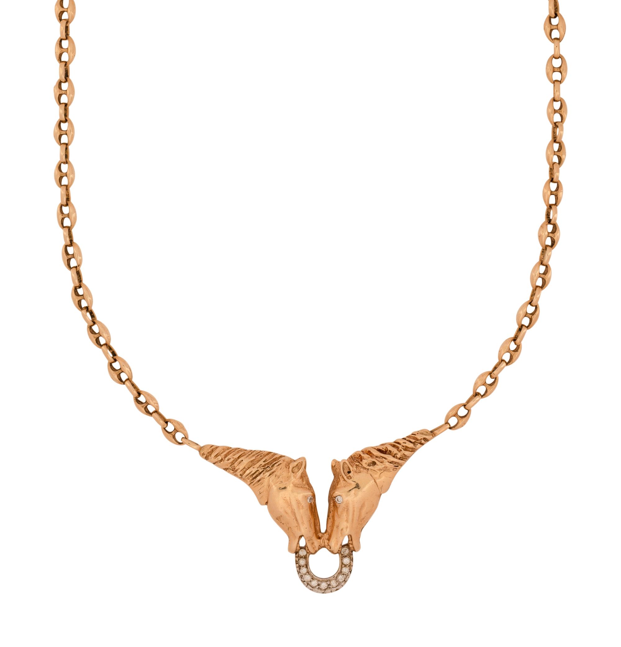 YELLOW GOLD AND DIAMOND HORSE NECKLACE