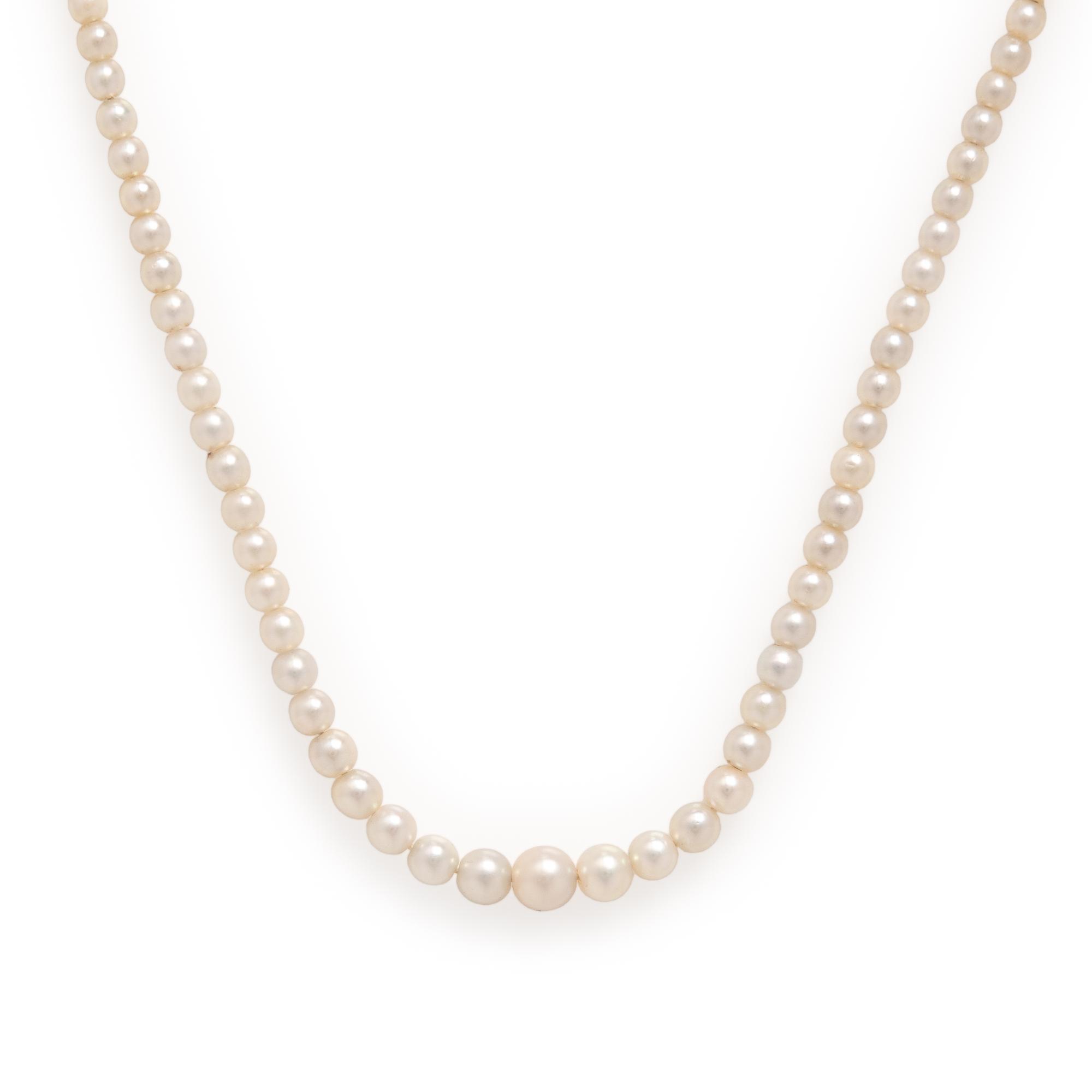 Cultured Pearl and Low Karat White Gold Necklace