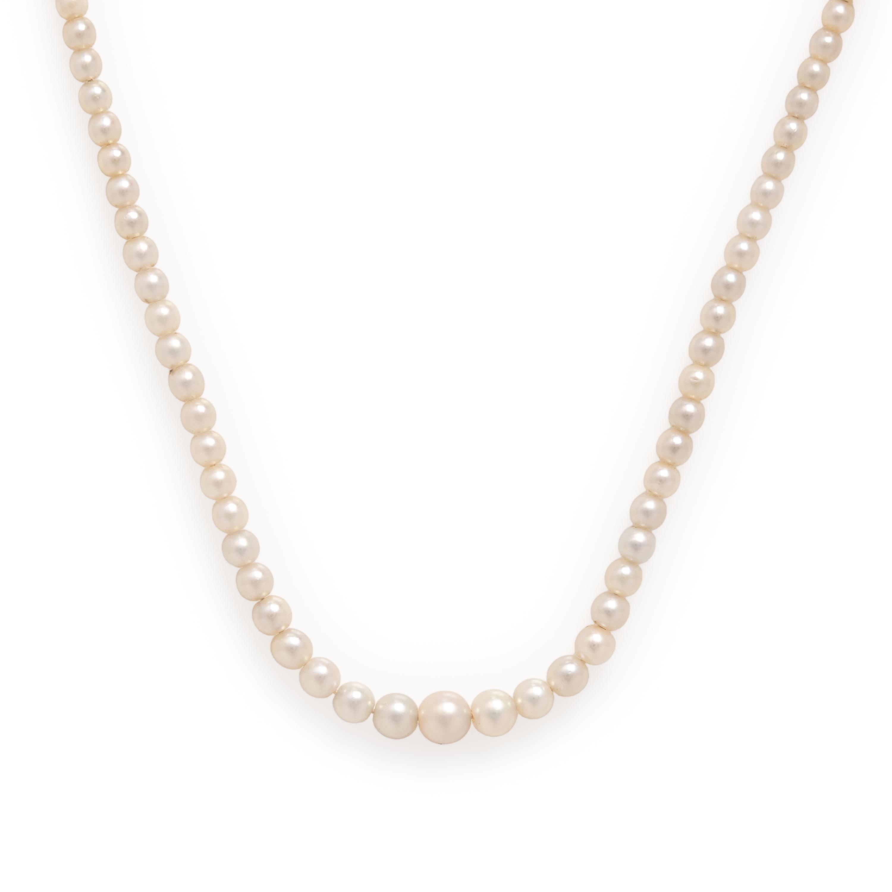 Cultured Pearl and Low Karat White Gold Necklace