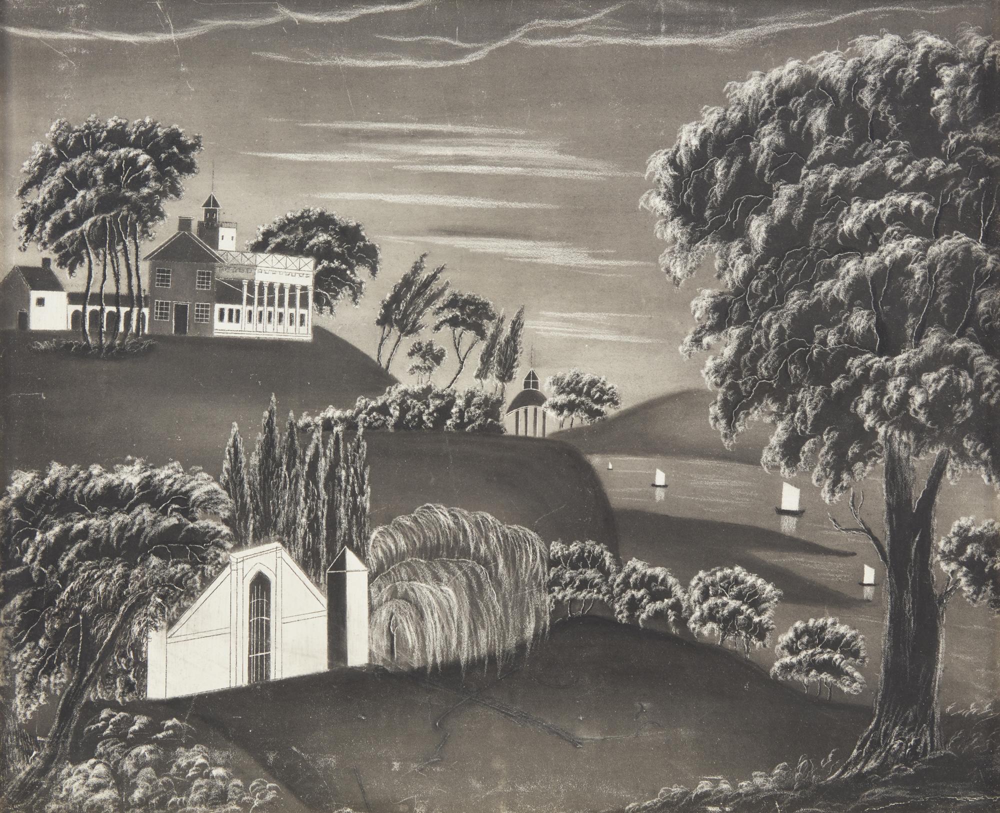 American School 19th Century, Two Views of the Washington's Tomb at Mount Vernon , First Half 19th Century