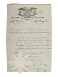 SANTA ANNA, Antonio López de (1794-1876). Document signed as President of Mexico, 8 February 1854.