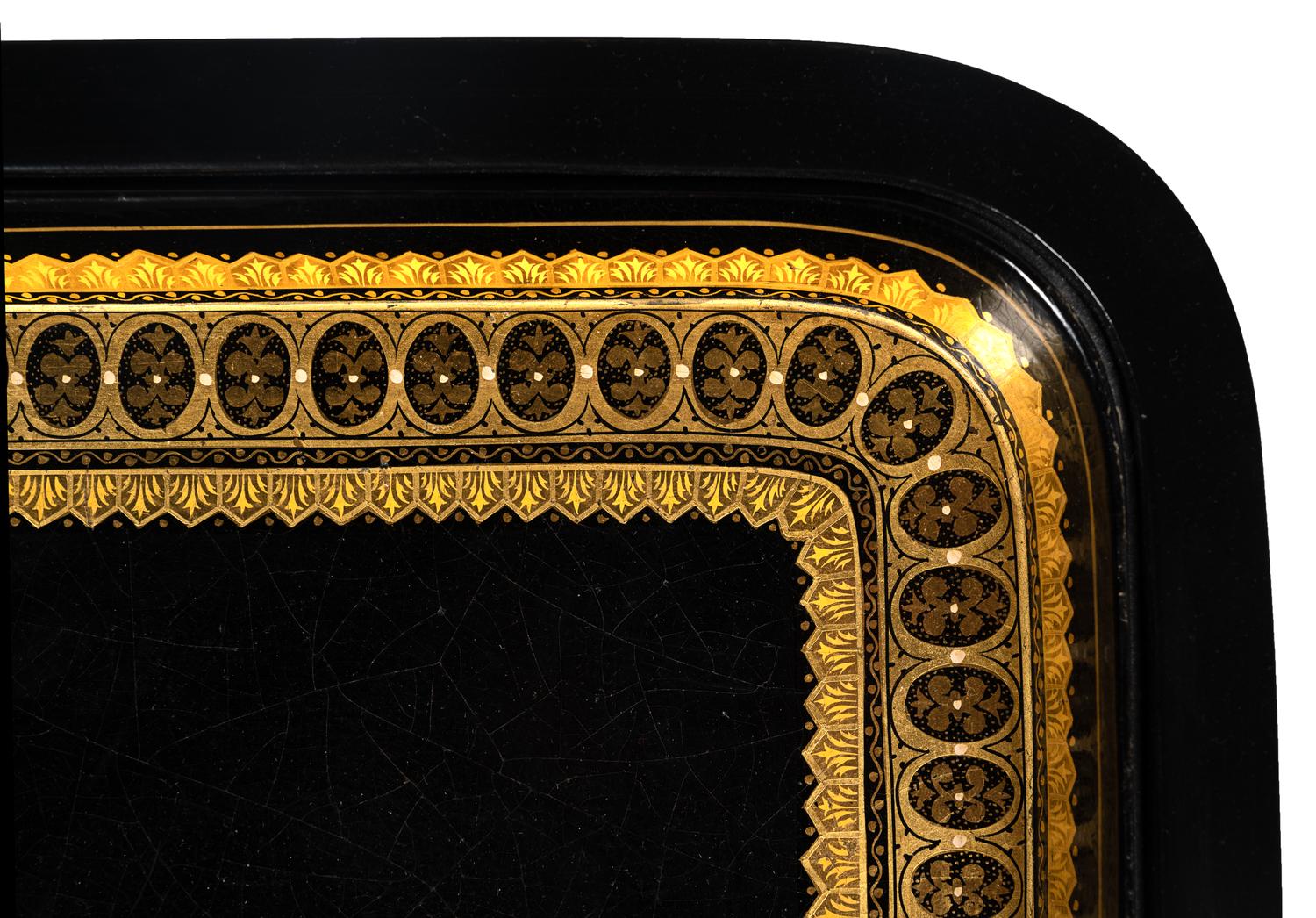 A Regency Papier-Mâché Tray Inset on a Later Stand as a Table