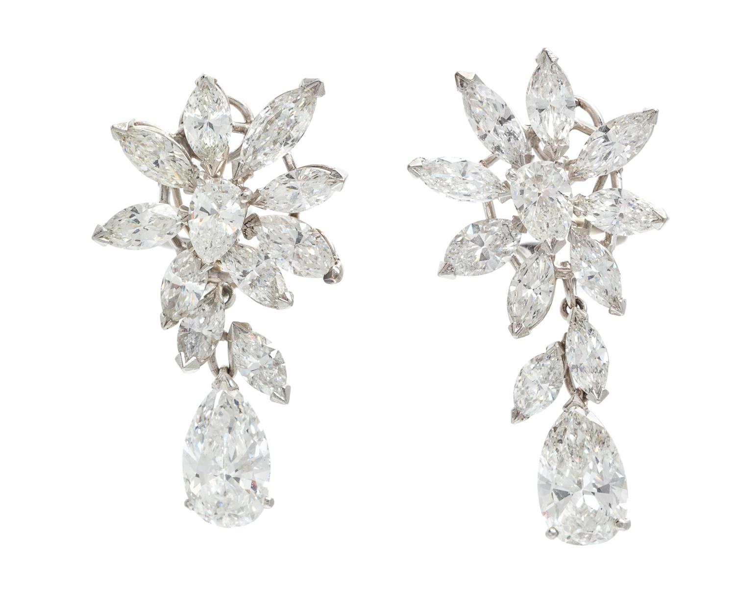A Pair of Platinum and Diamond Convertible Earrings, 8.10 dwts.