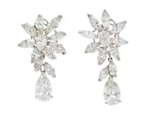 A Pair of Platinum and Diamond Convertible Earrings, 8.10 dwts.