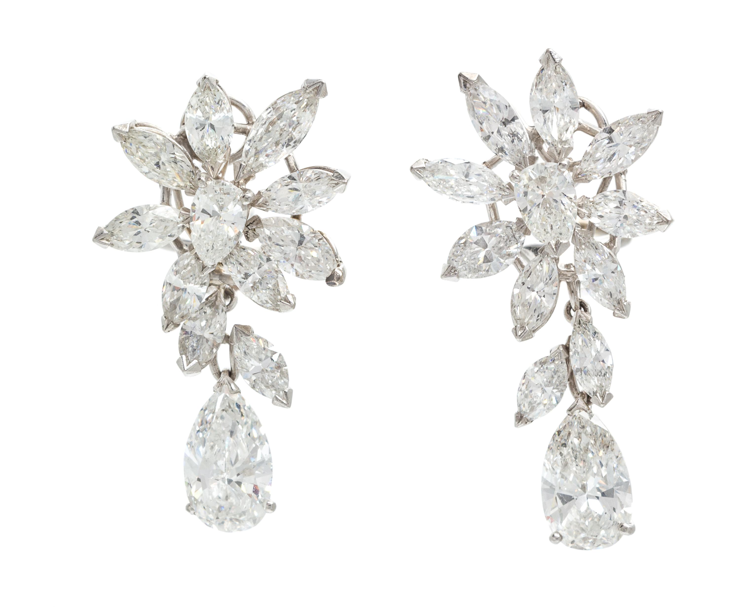 A Pair of Platinum and Diamond Convertible Earrings, 8.10 dwts.
