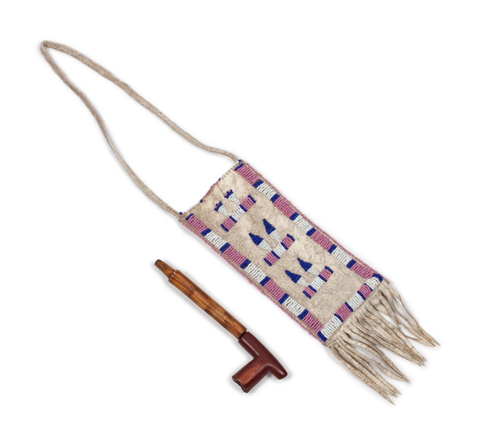 Northern Plains Beaded Hide Bag, with Pipe