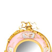 A Pair of French Gilt Bronze and Sèvres Style Porcelain Girandole Mirrors
