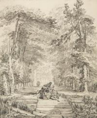 Figures in a Manor Garden