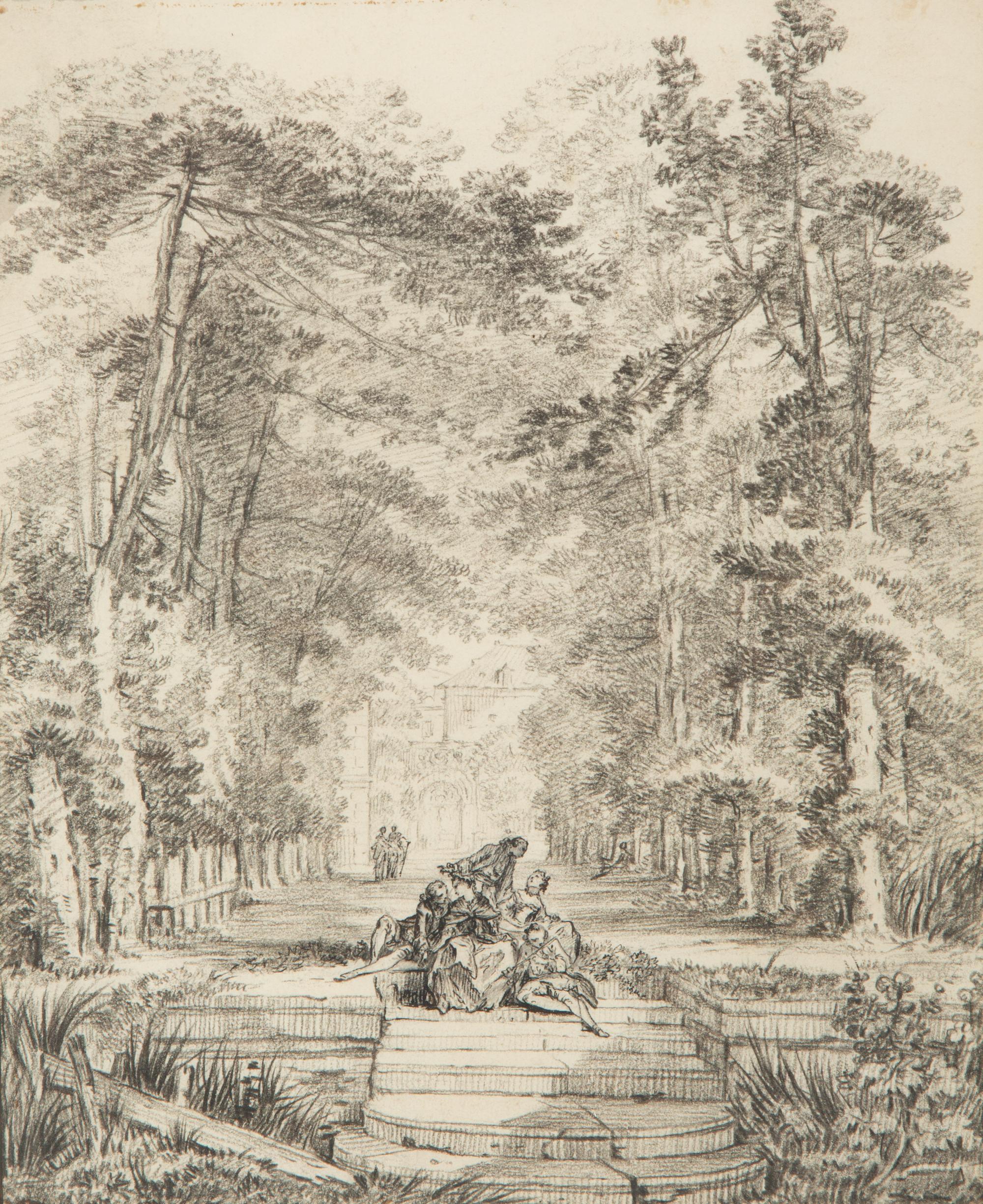 Figures in a Manor Garden