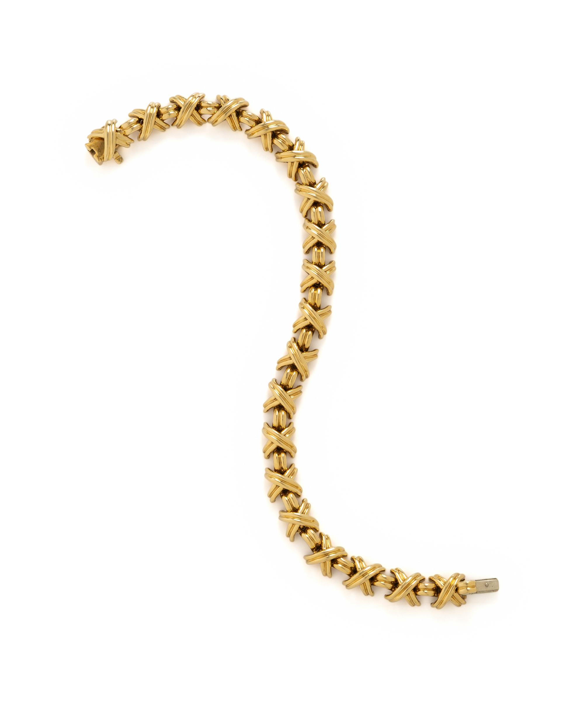 TIFFANY & CO., YELLOW GOLD 'SIGNATURE X' BRACELET