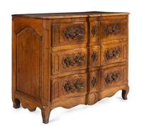 A Louis XV Provincial Walnut Serpentine-Front Commode