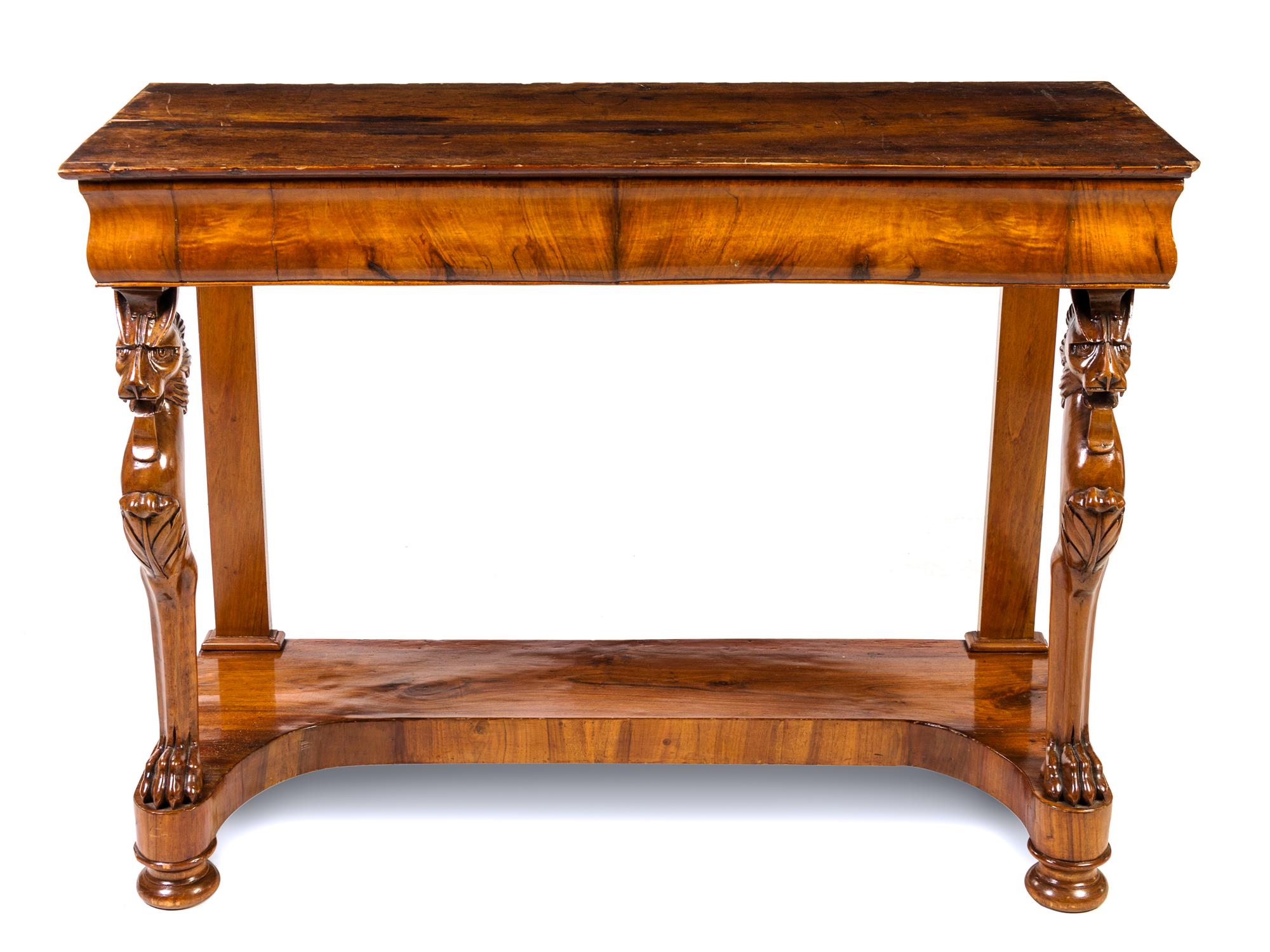 A Renaissance Revival Mahogany Console Table Height 35 1/2 x width 46 5/8 x depth 19 3/8 inches. — 19TH CENTURY