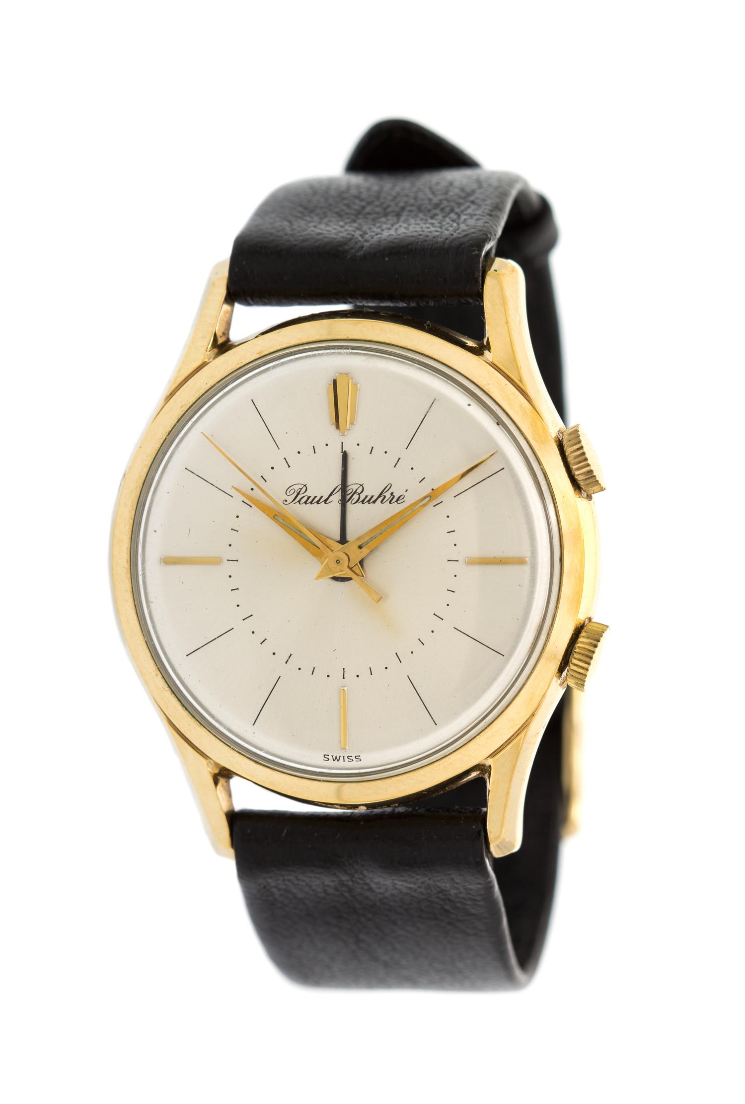 A Vintage Gold Plated Alarm Wristwatch, Paul Buhre,