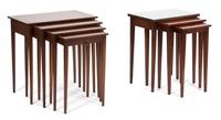 Two Sets of Federal Style Mahogany Nesting Tables Height of largest 25 x width 24 x depth 15 1/4 inches. — 20TH CENTURY