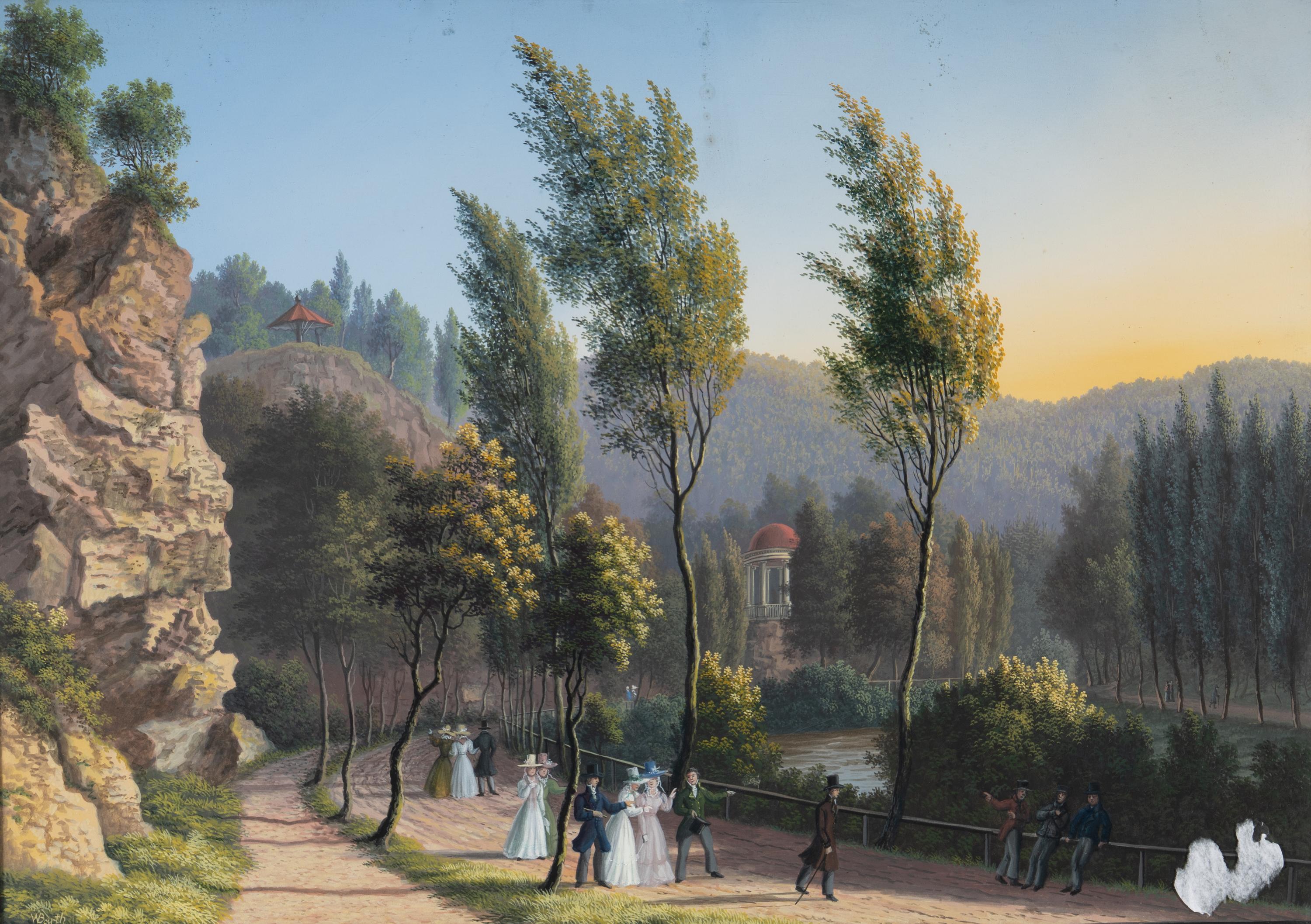 Johann Wilhelm Gottfried Barth (German, 1779 –1852) — An Elegant Promenade in Carlsbad, 1889