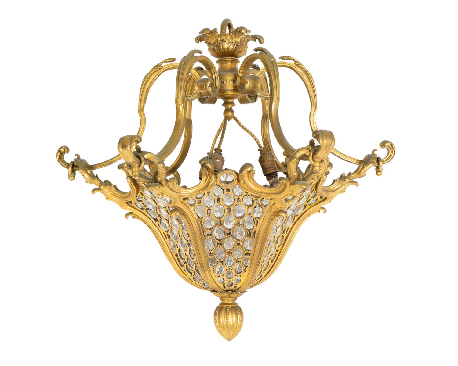 A French Gilt Bronze and Glass Ceiling Fixture — CIRCA 1900