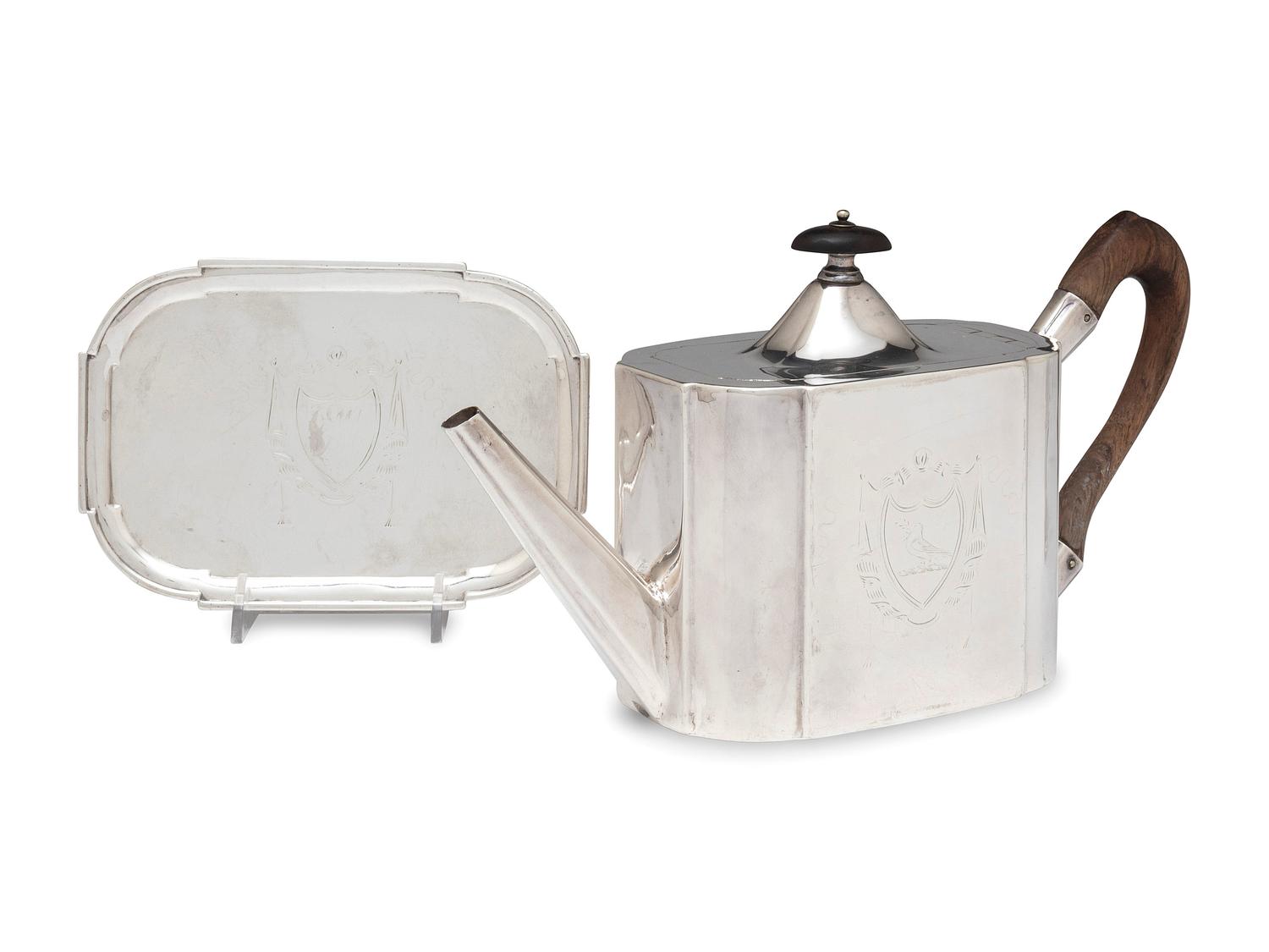 A George III Silver Teapot on Stand