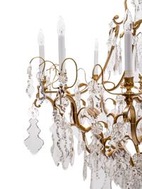 A Continental Gilt Bronze and Cut Glass Twelve-Light Chandelier