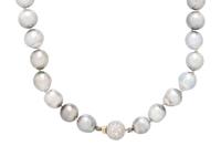 GRAY CULTURED PEARL AND DIAMOND NECKLACE