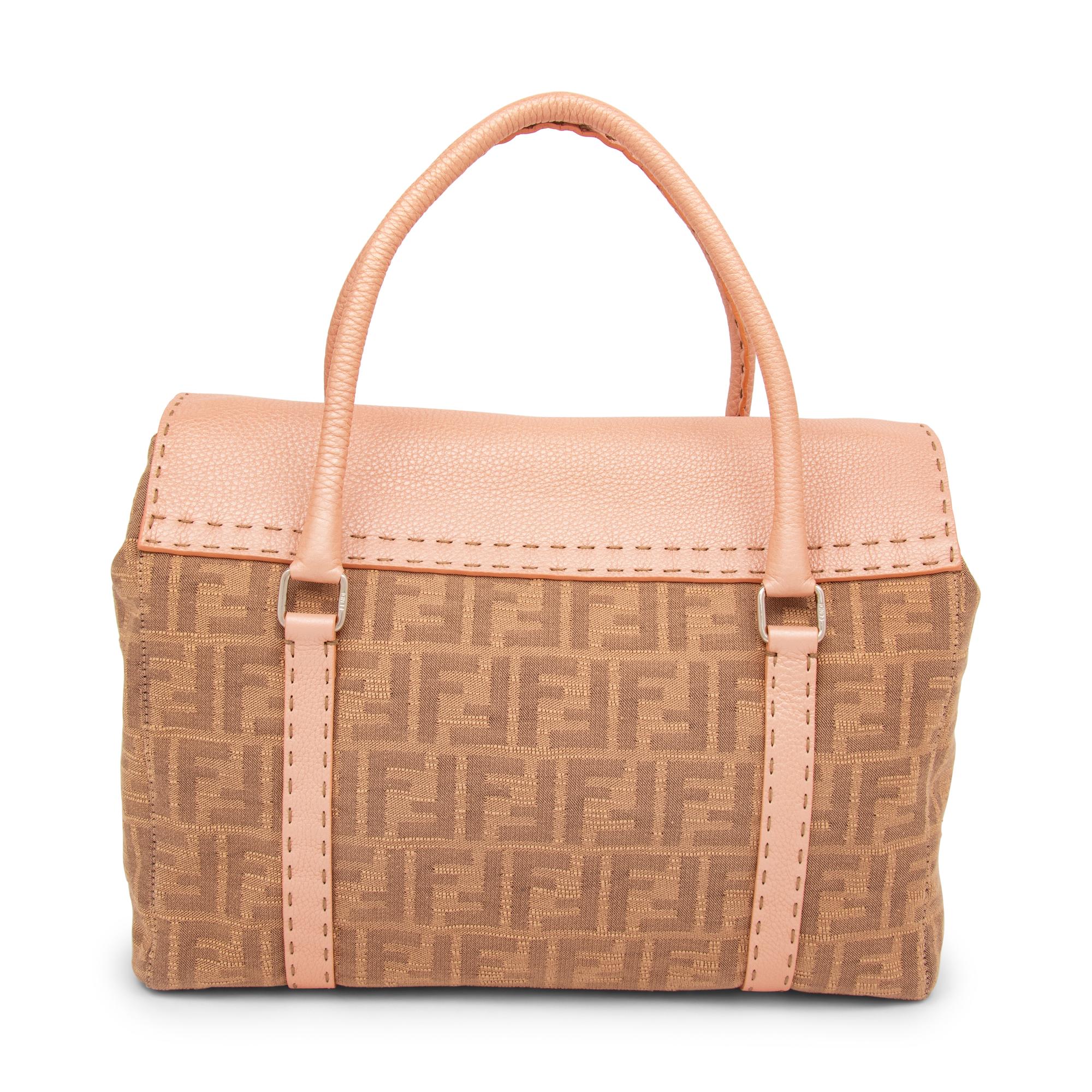 Fendi, Monogram Jacquard & ink Leather Handbag