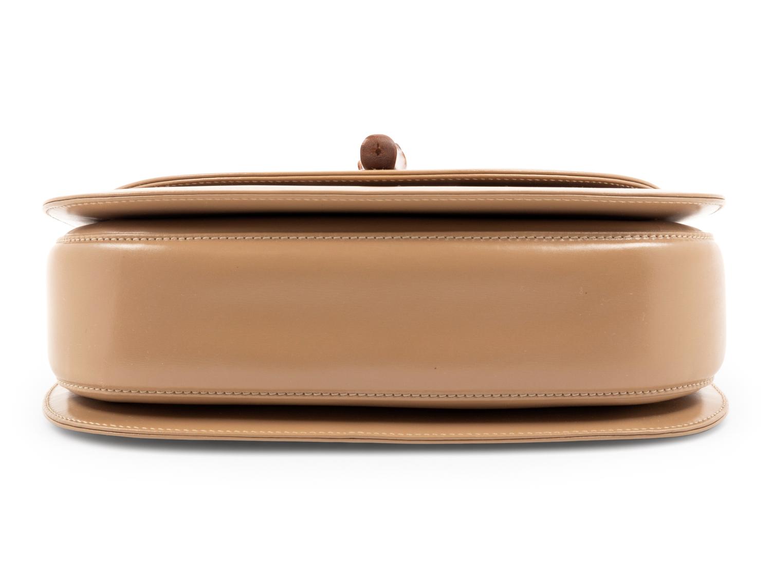 Gucci Beige Leather Handbag with Bamboo Handle