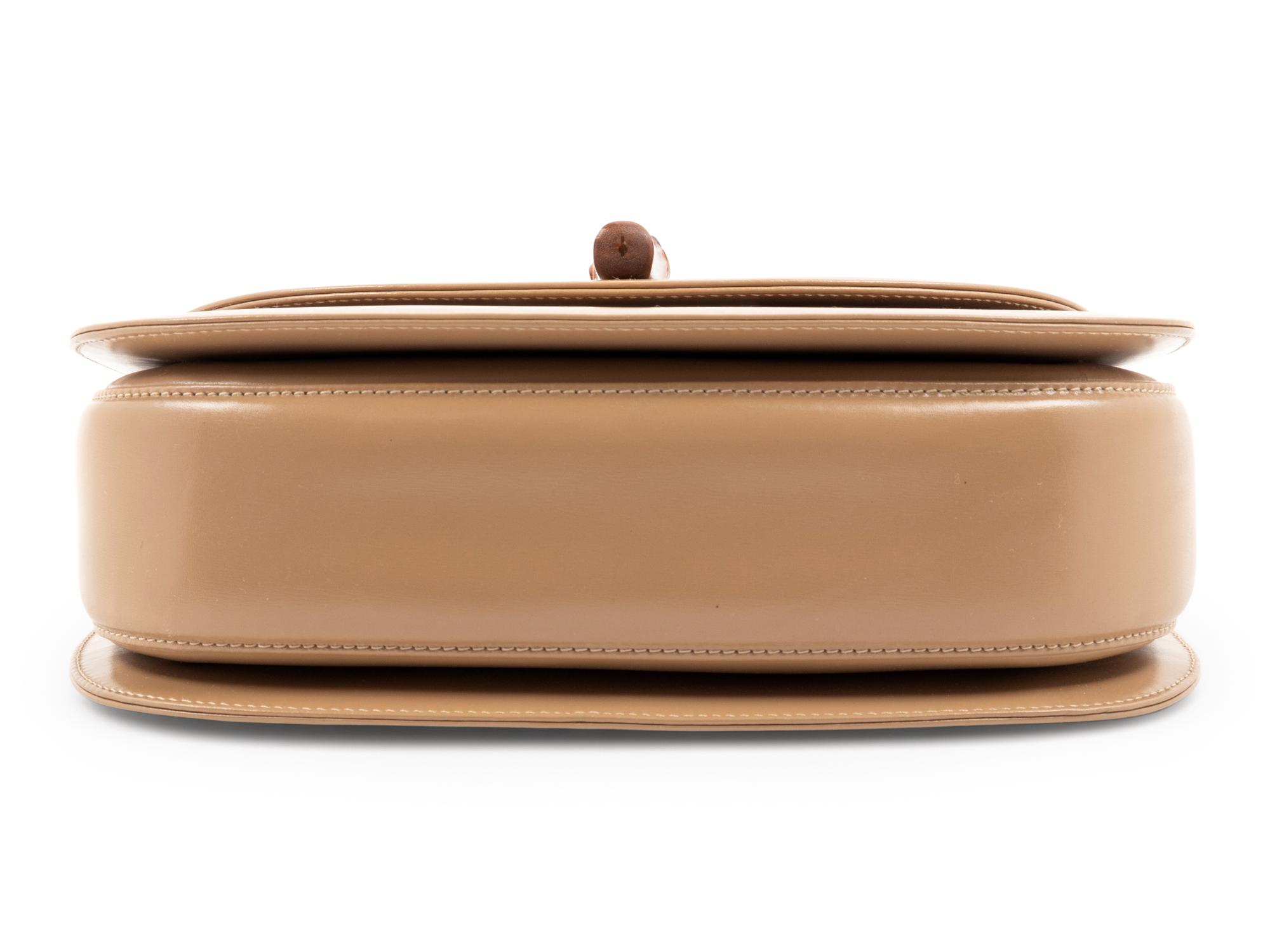 Gucci Beige Leather Handbag with Bamboo Handle