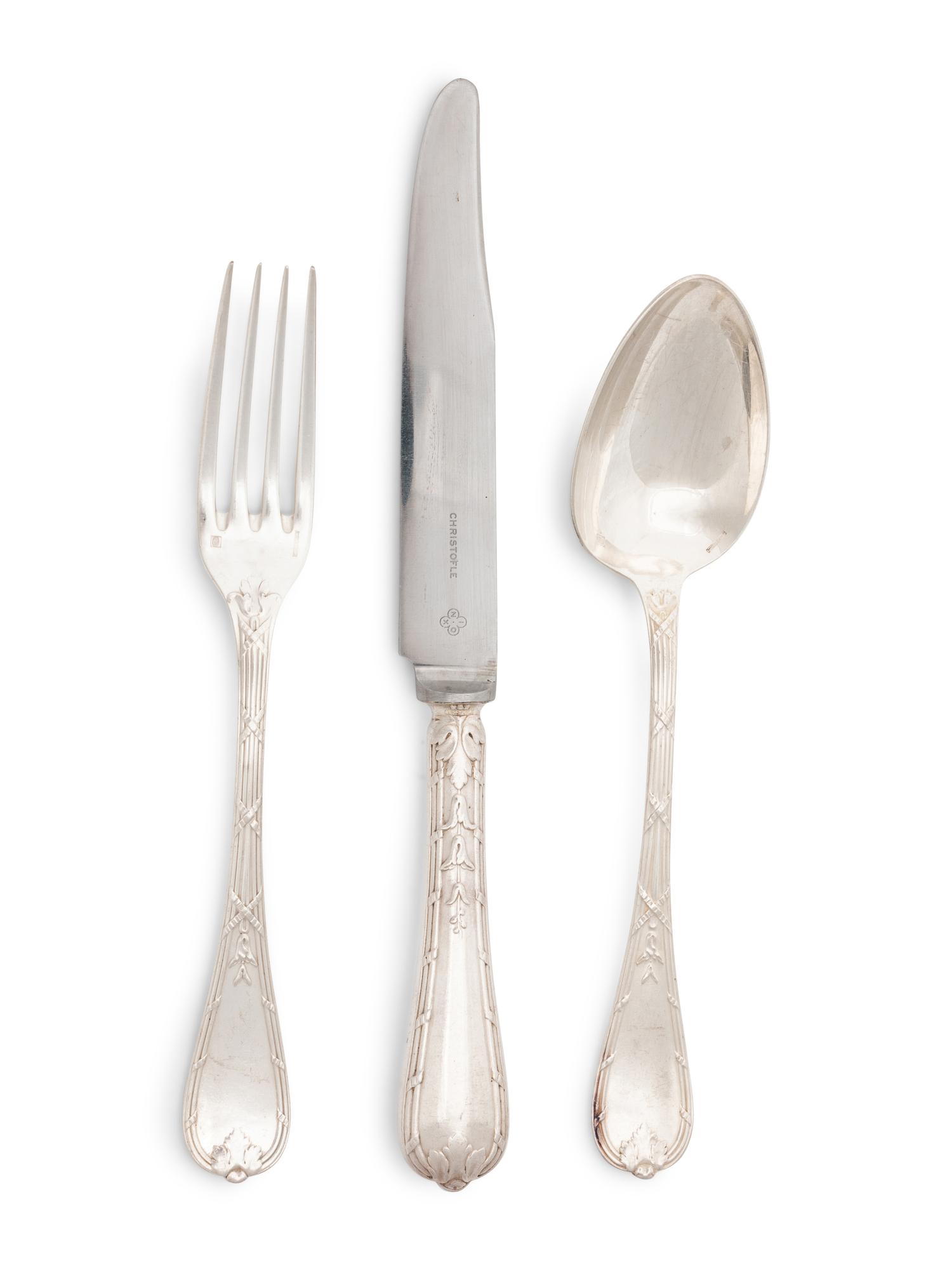 A Christofle Silver-Plate Partial Flatware Service