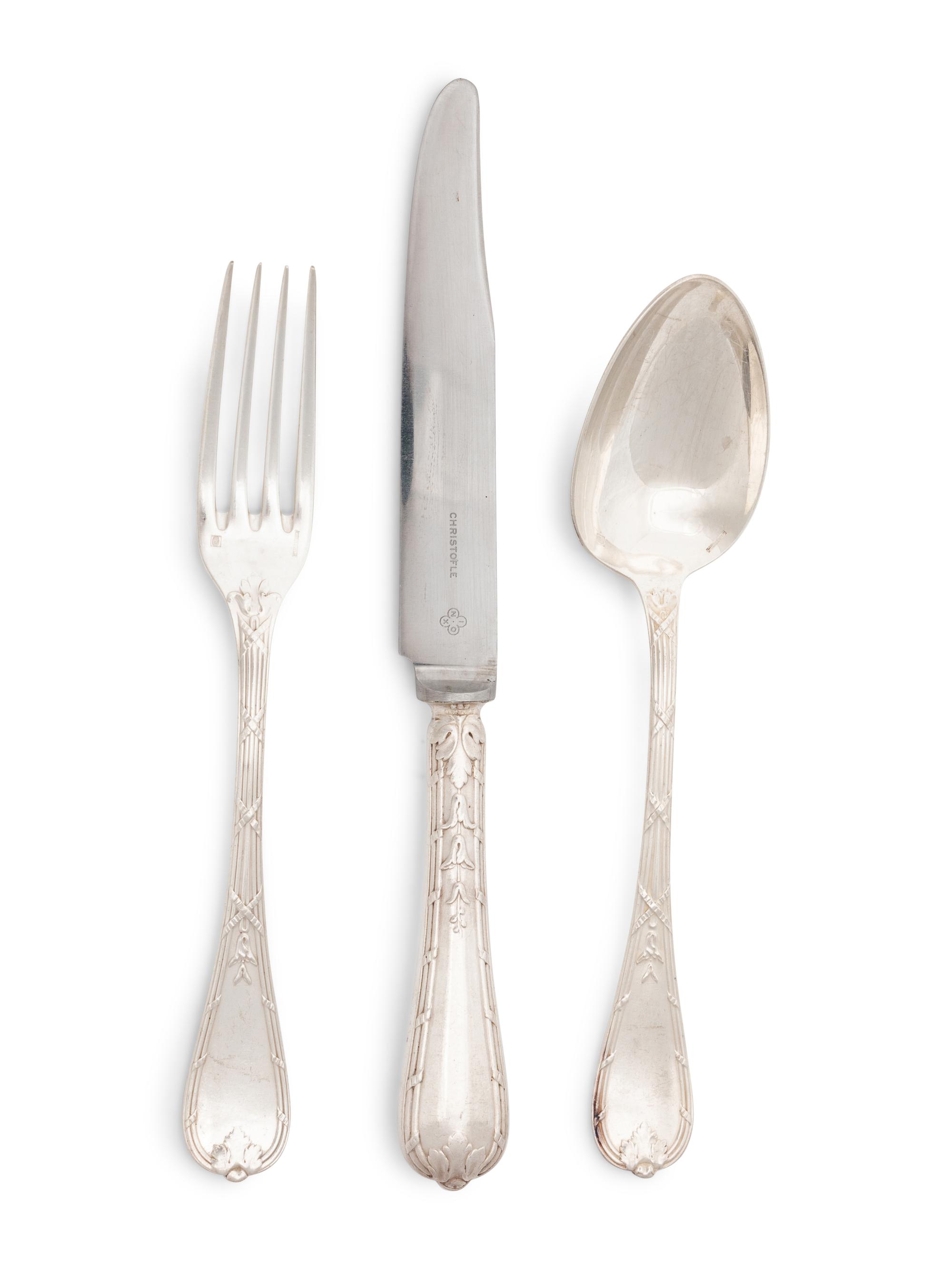 A Christofle Silver-Plate Partial Flatware Service