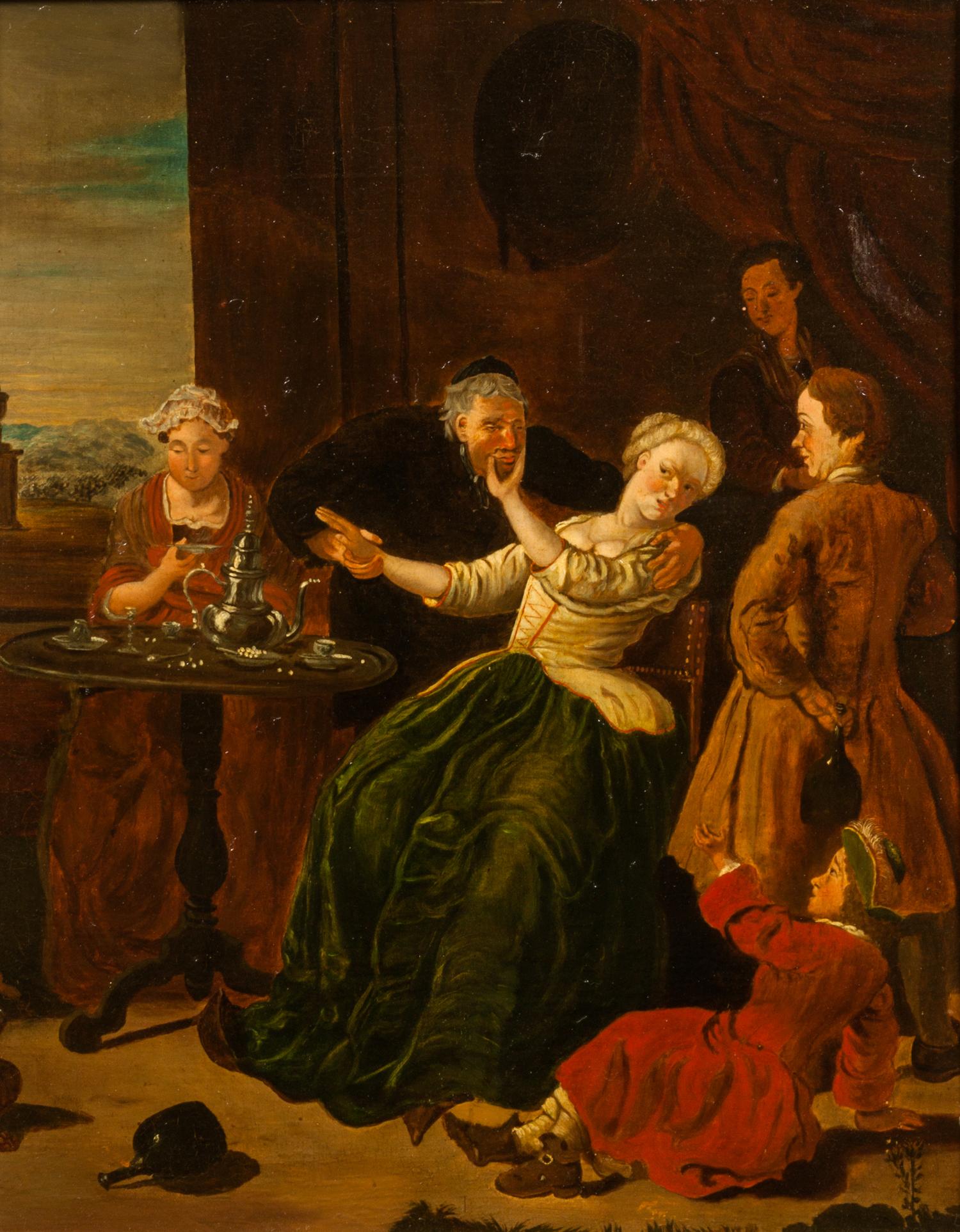 Artist Unknown, (Early 20th century), Figures in Interior