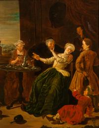 Artist Unknown, (Early 20th century), Figures in Interior