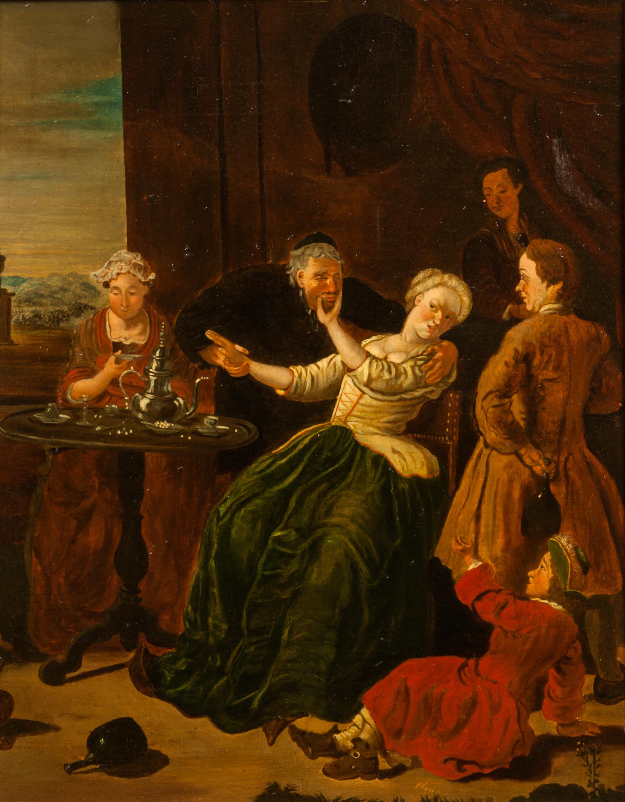 Artist Unknown, (Early 20th century), Figures in Interior