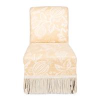 An Upholstered Slipper Chair with Bullion Fringe
